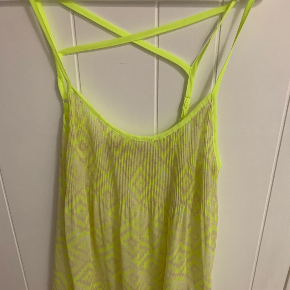 Lime green cami with cross cross back